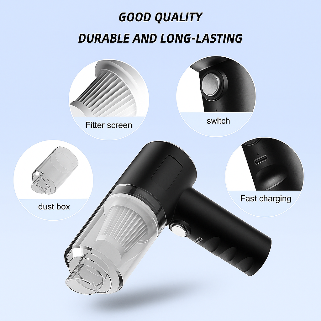 Portable Car Vacuum Cleaner – USB Rechargeable zapas